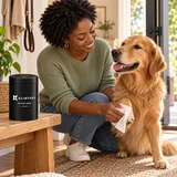 After the walk: gentle paw care with a golden retriever