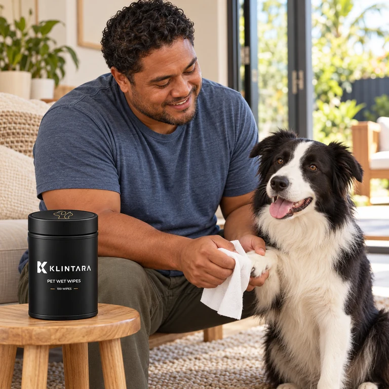 Home from the park: gentle paw care with a border collie