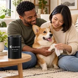 A couple shares the daily paw-care routine with a corgi