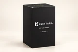 The Klintara carton with white branding and gold lid emblem