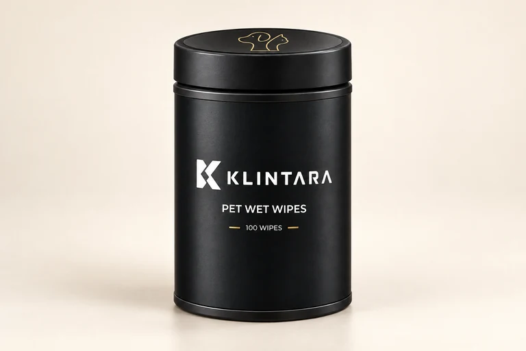 The matte black Klintara 100-wipe tub, front view